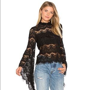 MINKPINK Drama Queen Lace Bell Sleeve Top- XS